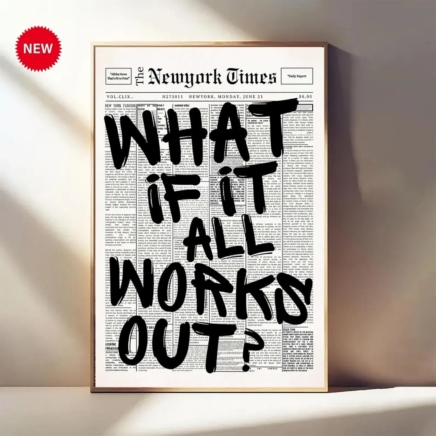 Newspaper Poster - What If It All Works Out - Positive Quote Canvas