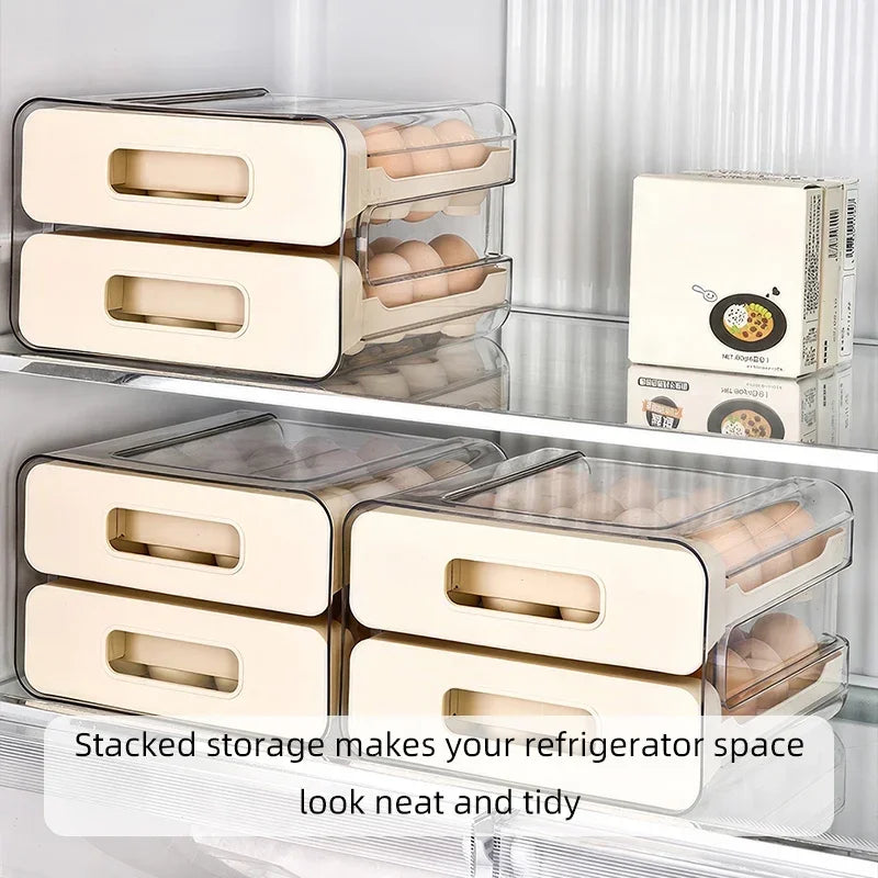 Refrigerator Egg Organizer Storage Box, Drawer Style Egg Rack,