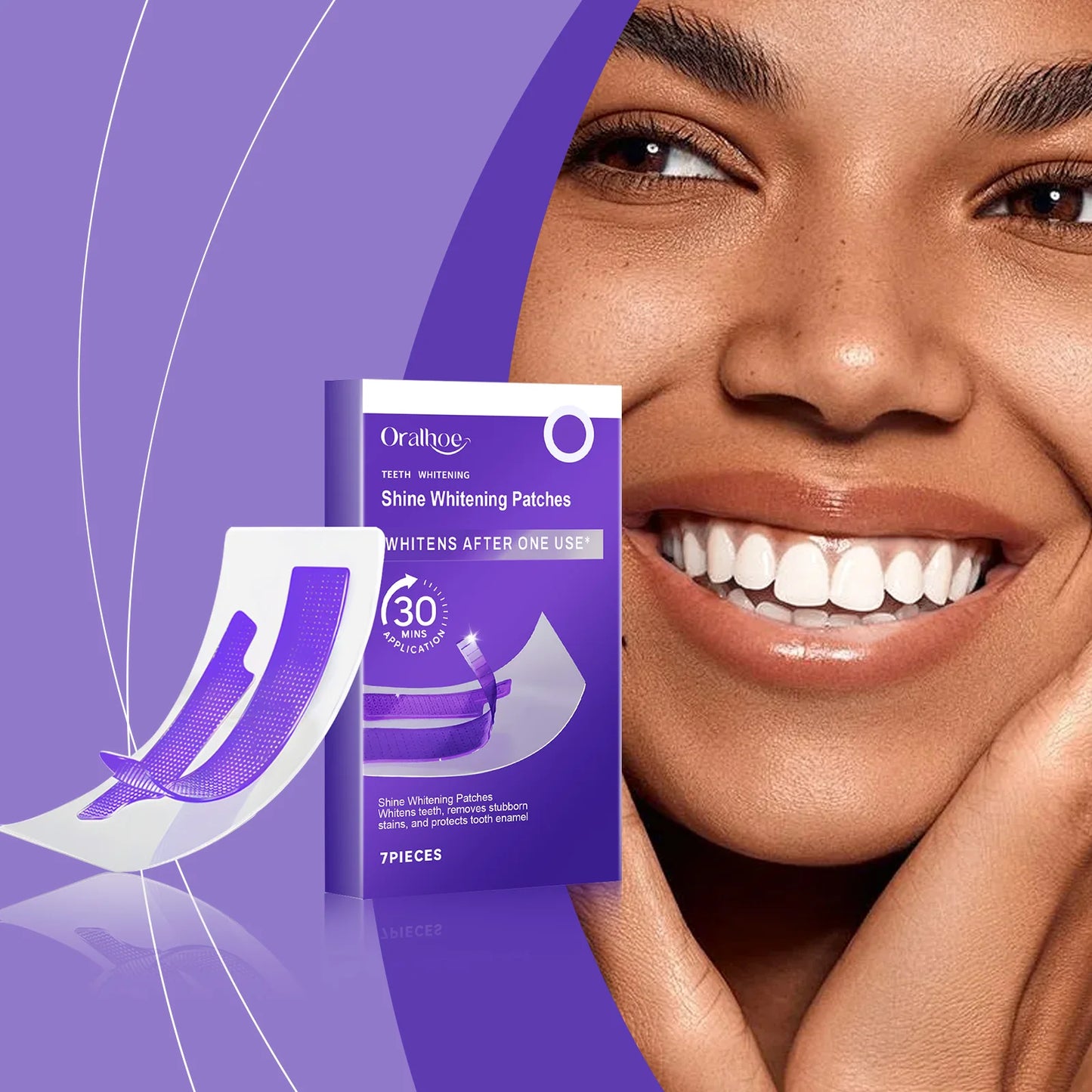 Purple Teeth Whitening Strips Brighten Tooth Remove Plaque Stain