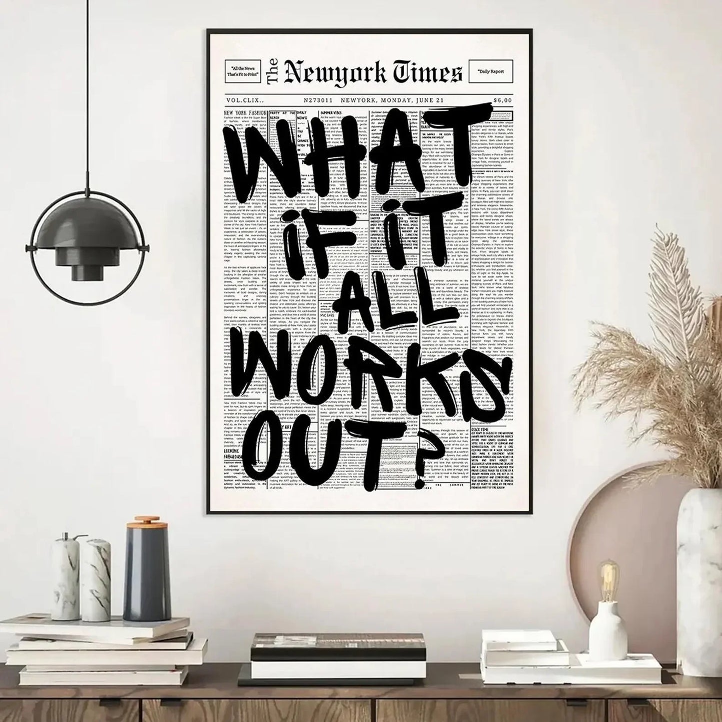 Newspaper Poster - What If It All Works Out - Positive Quote Canvas