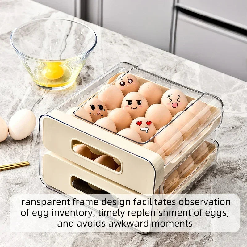 Refrigerator Egg Organizer Storage Box, Drawer Style Egg Rack,