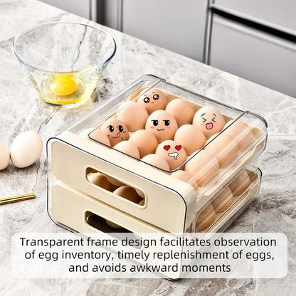 Refrigerator Egg Organizer Storage Box, Drawer Style Egg Rack,