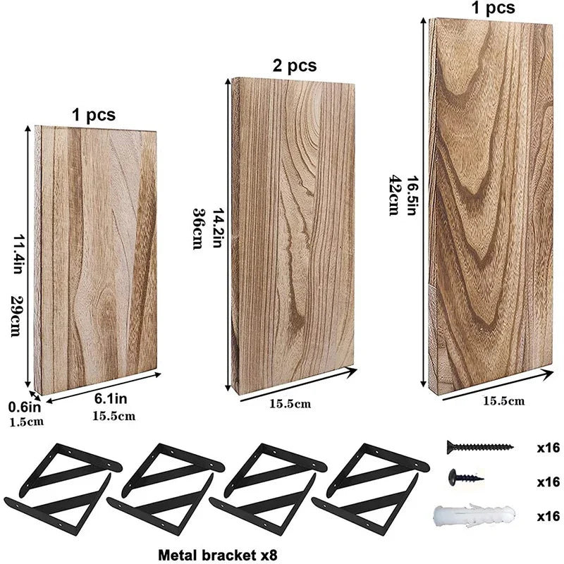 Wooden Floating Wall Shelves Bathroom Hanging Racks Shelf  Storage