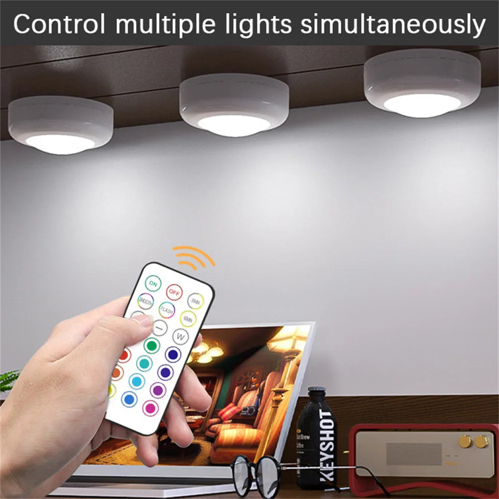 RGB Color Under Cabinet Lights Wireless Battery LED Lights Remote