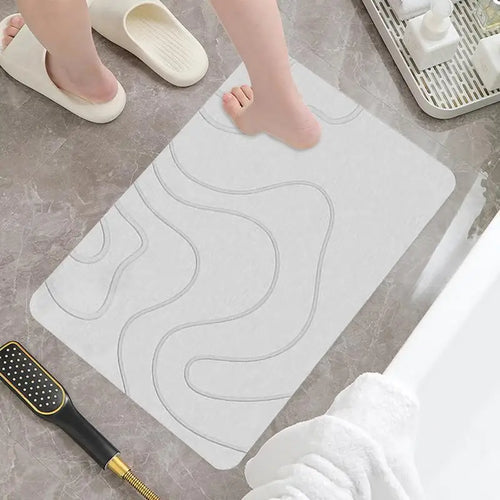 Diatomaceous stone bath mat, non-slip mat