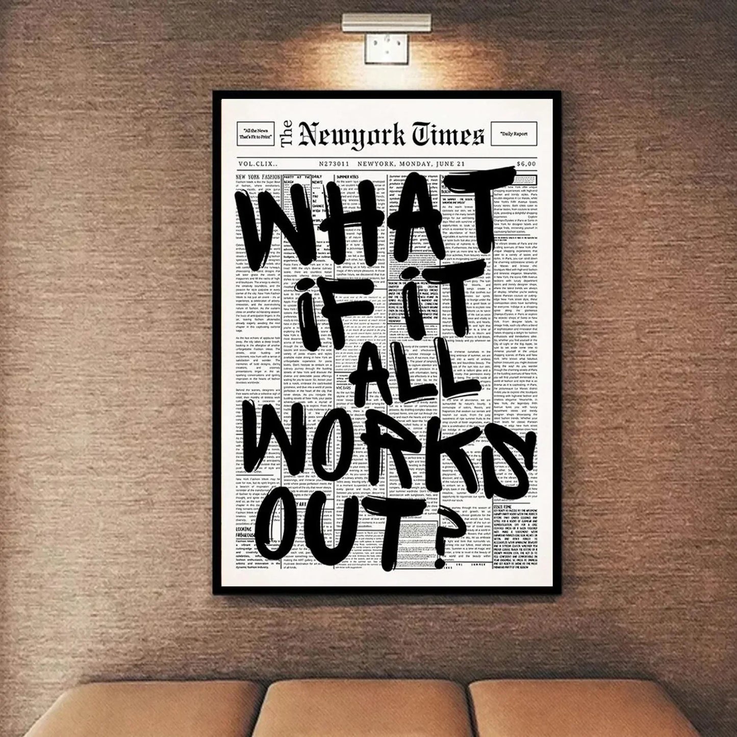 Newspaper Poster - What If It All Works Out - Positive Quote Canvas