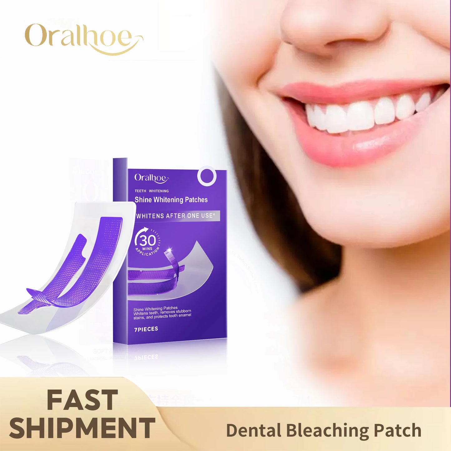 Purple Teeth Whitening Strips Brighten Tooth Remove Plaque Stain