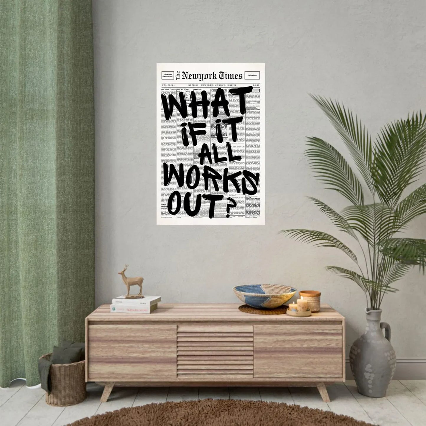 Newspaper Poster - What If It All Works Out - Positive Quote Canvas