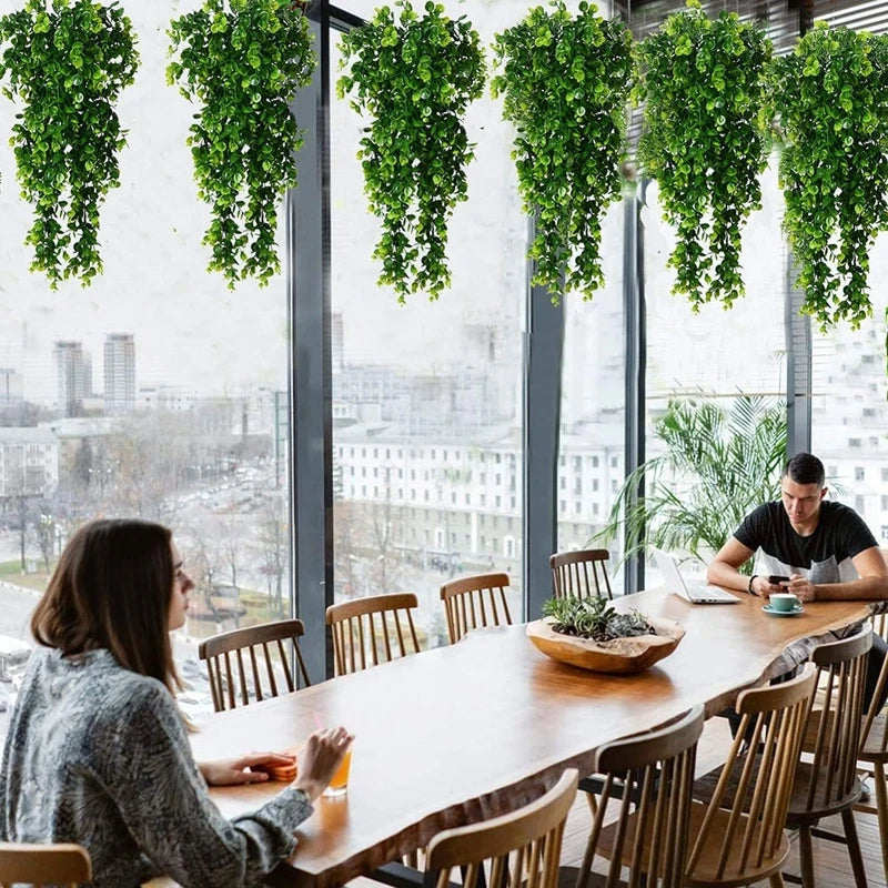 1Pcs Artificial 5Forks Rattan Eucalyptus Wall Hanging Simulation