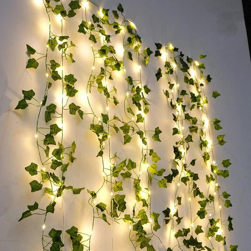 2M Green Leaf String Lights Artificial Ivy Vine Fairy Light Wedding