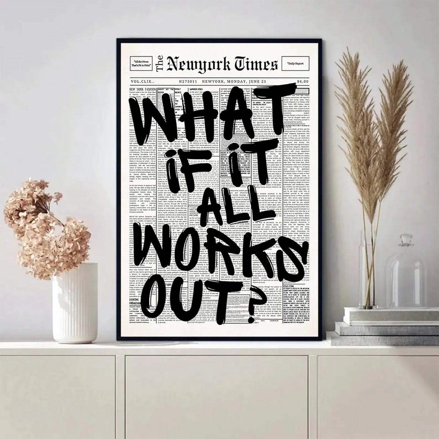 Newspaper Poster - What If It All Works Out - Positive Quote Canvas
