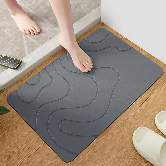 Diatomaceous stone bath mat, non-slip mat