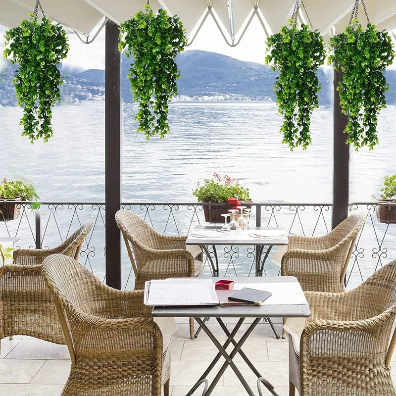 1Pcs Artificial 5Forks Rattan Eucalyptus Wall Hanging Simulation