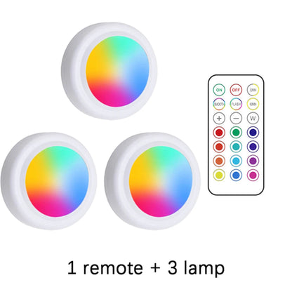 RGB Color Under Cabinet Lights Wireless Battery LED Lights Remote