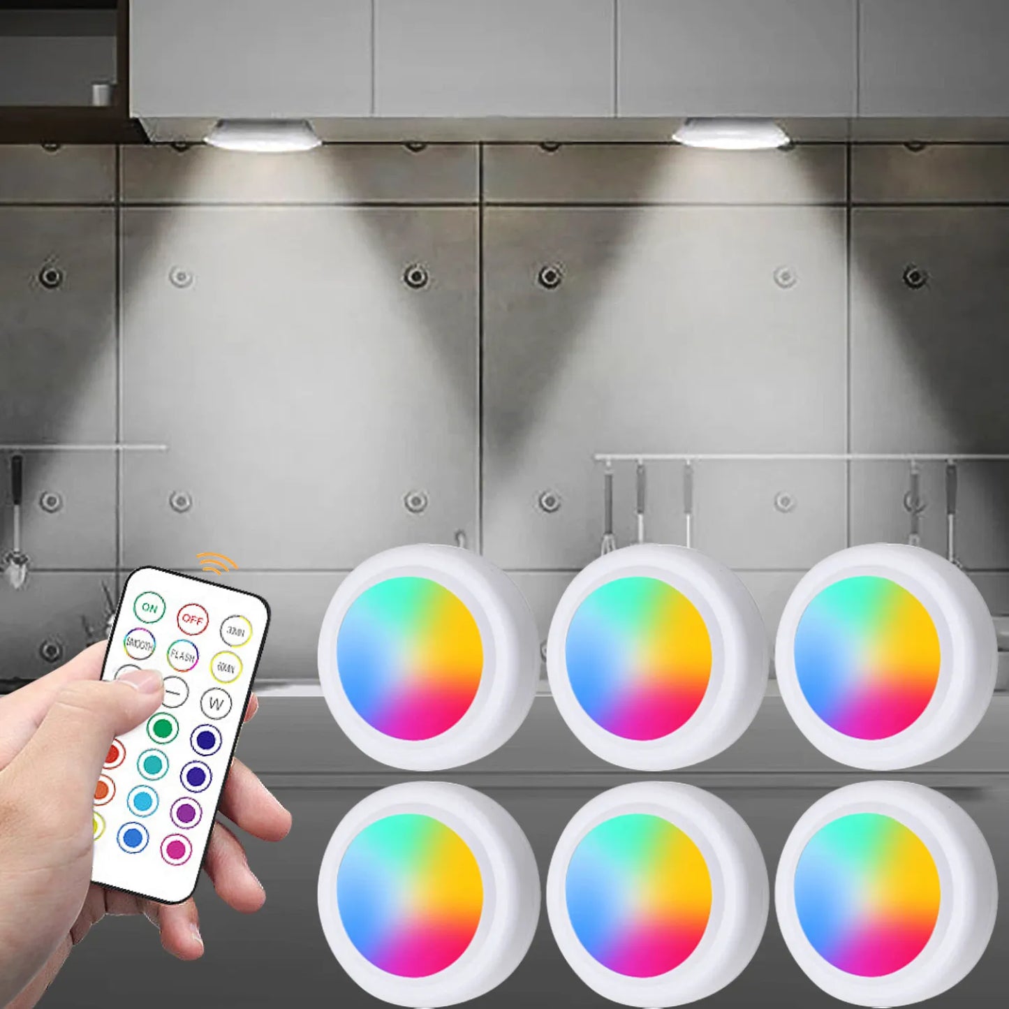 RGB Color Under Cabinet Lights Wireless Battery LED Lights Remote