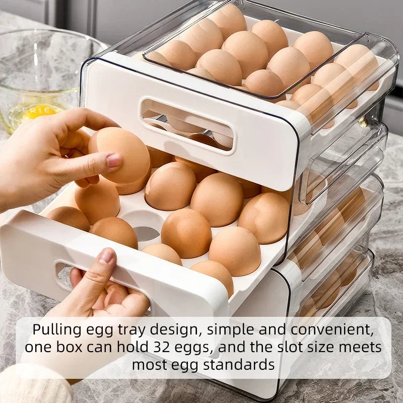 Refrigerator Egg Organizer Storage Box, Drawer Style Egg Rack,