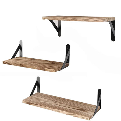 Wooden Floating Wall Shelves Bathroom Hanging Racks Shelf  Storage