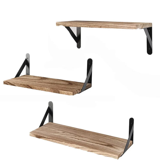 Wooden Floating Wall Shelves Bathroom Hanging Racks Shelf  Storage