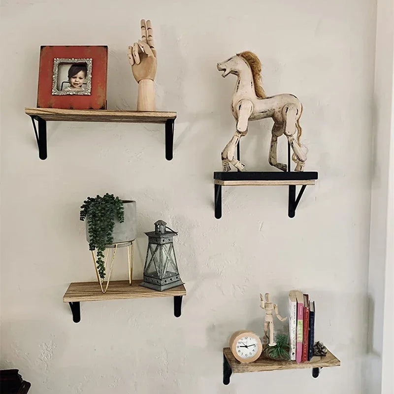 Wooden Floating Wall Shelves Bathroom Hanging Racks Shelf  Storage