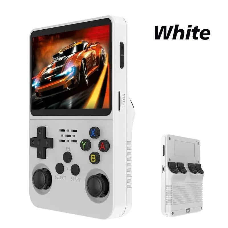 R36S Retro Video Handheld Game Console Linux System 3.5 in IPS Screen 3000Mah Battery 64G TF Card Preloaded 4000+ Games Protection Black Gameconsole